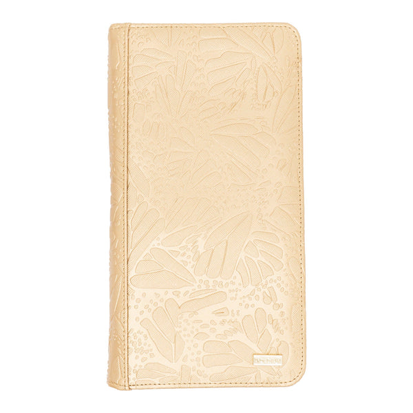 PASSPORT HOLDER - ENGRAVED GOLDEN BUTTERFLY - Pineda Covalin US