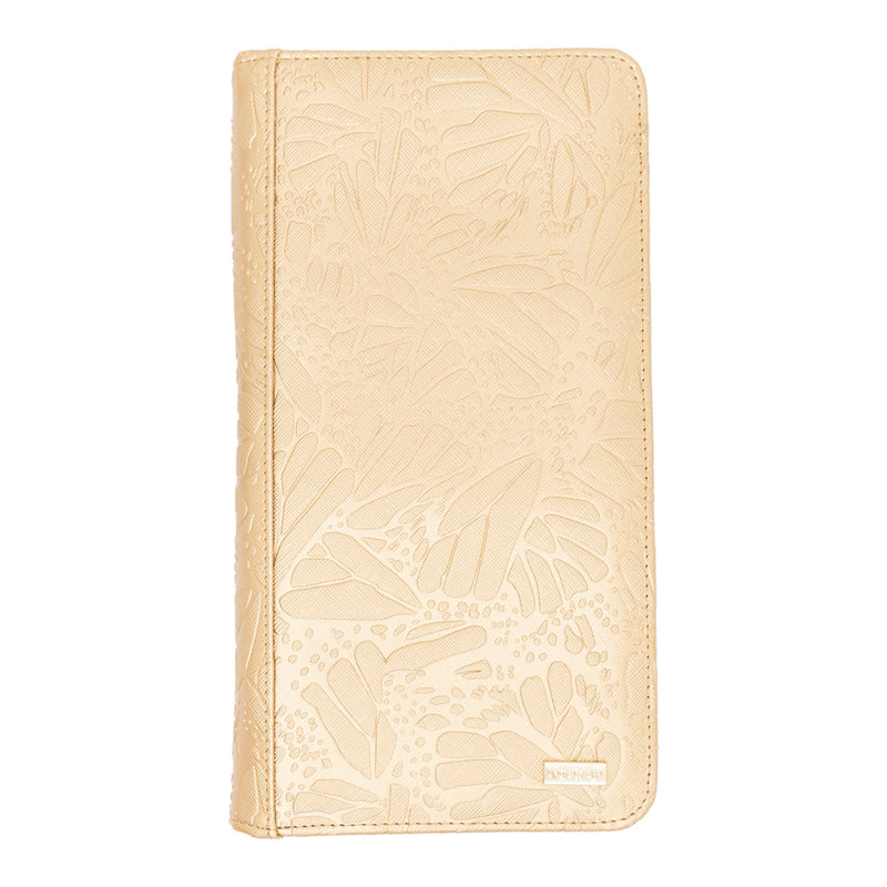 PASSPORT HOLDER - ENGRAVED GOLDEN BUTTERFLY - Pineda Covalin US