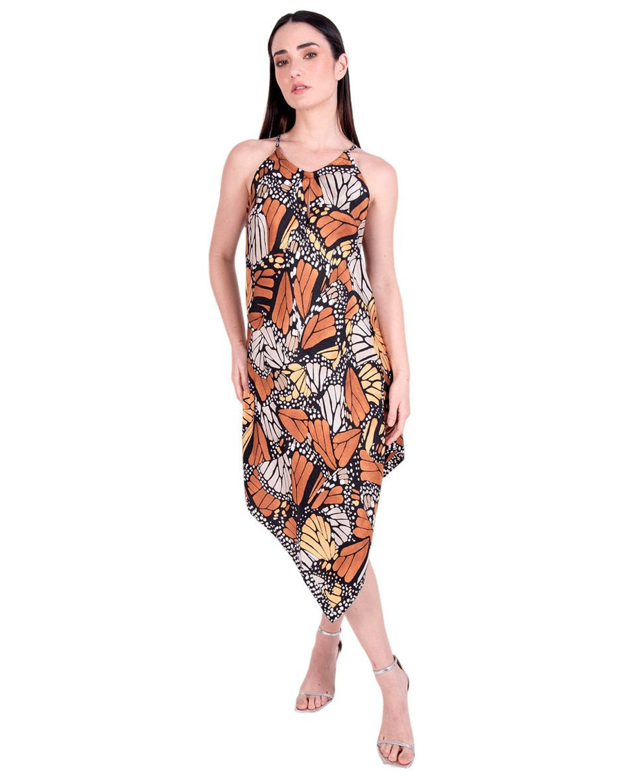silk butterfly print dress Aurelia Silk Dress