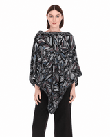 SILK PONCHO - VITRAL MONARCH BUTTERFLY - Pineda Covalin US