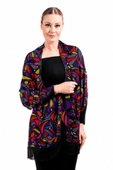 SILK SHAWL WITH VELVET – ABSTRACT BUTTERFLY - Pineda Covalin US