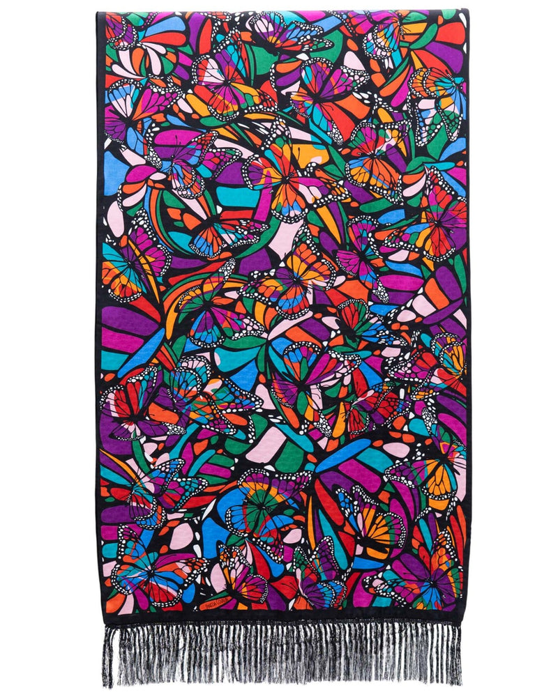 SILK SHAWL WITH VELVET - BUTTERFLY FLIGHT – Pineda Covalin US