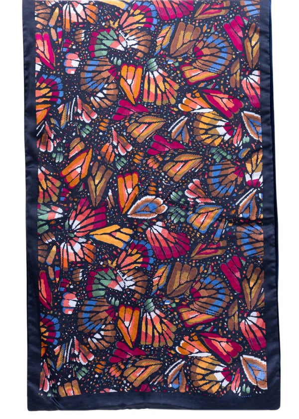 SILK SHAWL WITH VELVET - EMBROIDERY BUTTERFLY - Pineda Covalin US