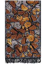 SILK SHAWL WITH VELVET - MACRO MONARCH BUTTERFLY - Pineda Covalin US