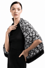 SILK SHAWL WITH VELVET - MONARCH BUTTERFLY - Pineda Covalin US