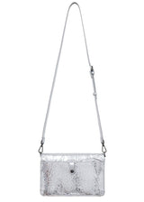 SILVER LEATHER CROSSBODY BAG - ENGRAVED BUTTERFLY - Pineda Covalin US