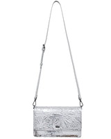 SILVER LEATHER CROSSBODY BAG - ENGRAVED BUTTERFLY - Pineda Covalin US