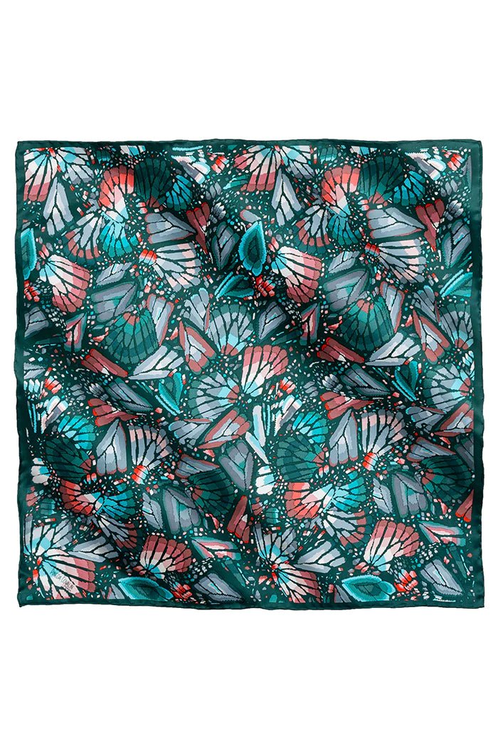 SMALL SILK SCARF - EMBROIDERED BUTTERFLY - Pineda Covalin US