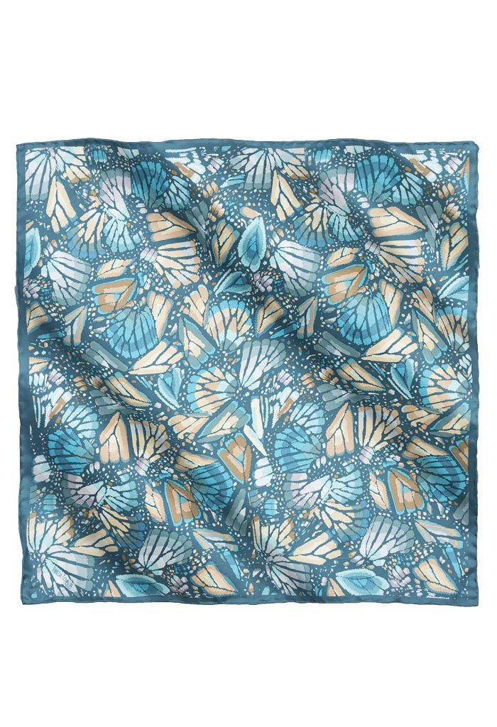 SMALL SILK SCARF - EMBROIDERED BUTTERFLY - Pineda Covalin US