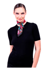 SMALL SILK SCARF - EMBROIDERED BUTTERFLY - Pineda Covalin US