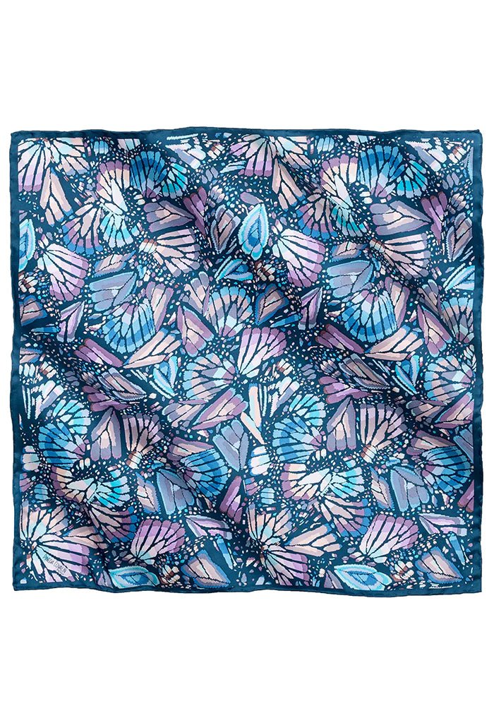 SMALL SILK SCARF - EMBROIDERED BUTTERFLY - Pineda Covalin US