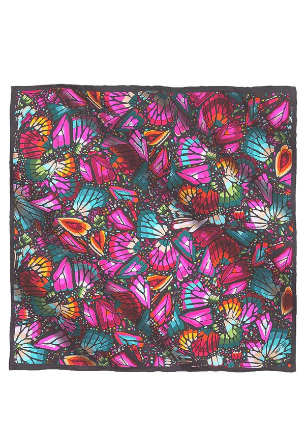 SMALL SILK SCARF - EMBROIDERED BUTTERFLY - Pineda Covalin US