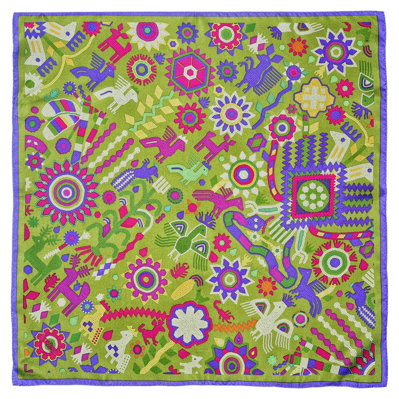 SMALL SILK SCARF - HUICHOL SPIRIT - Pineda Covalin US