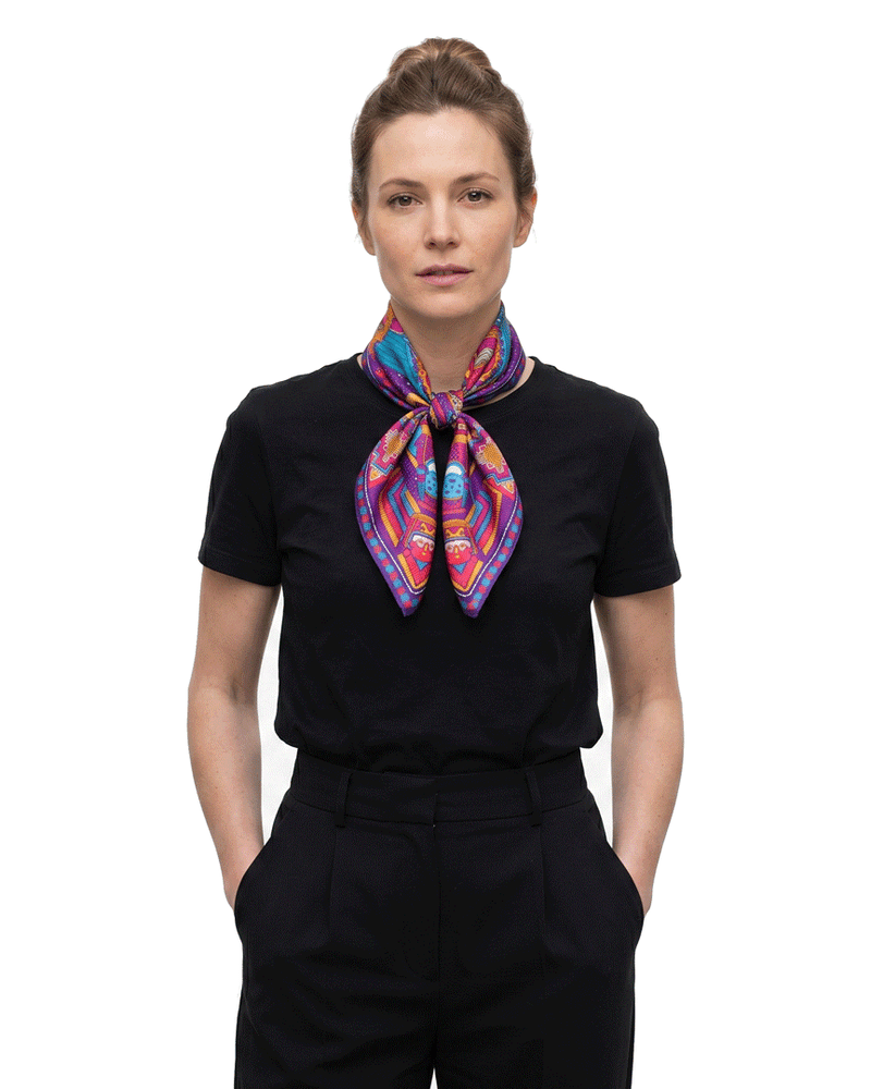SMALL SILK SCARF - SMILING FACES - Pineda Covalin US