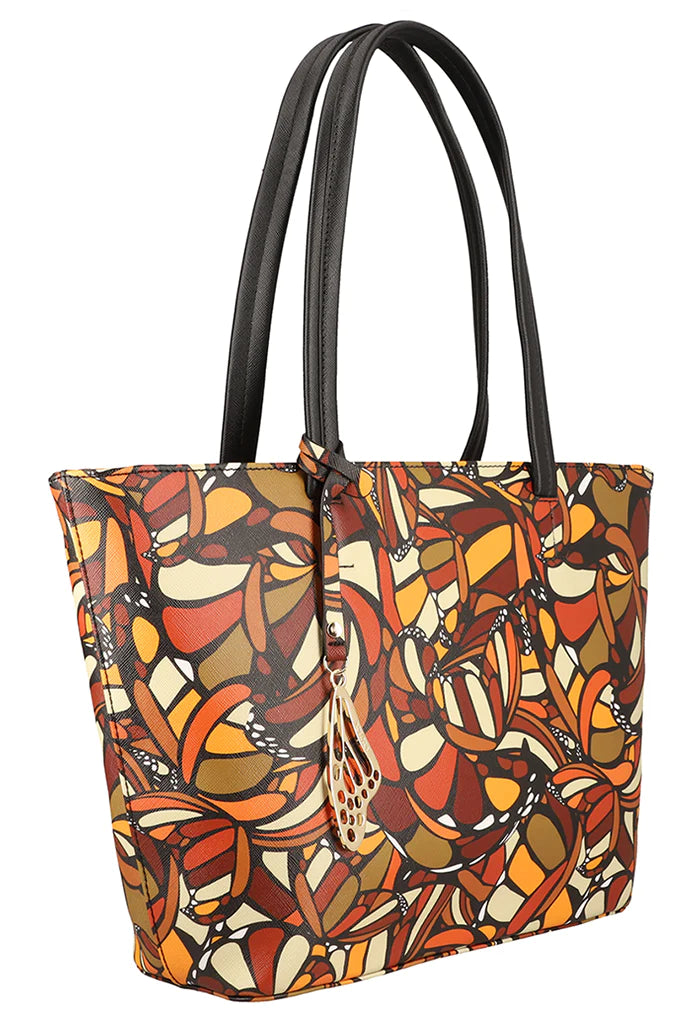 ABSTRACT BUTTERFLY SAFFIANO TOTE KIIN SAFF