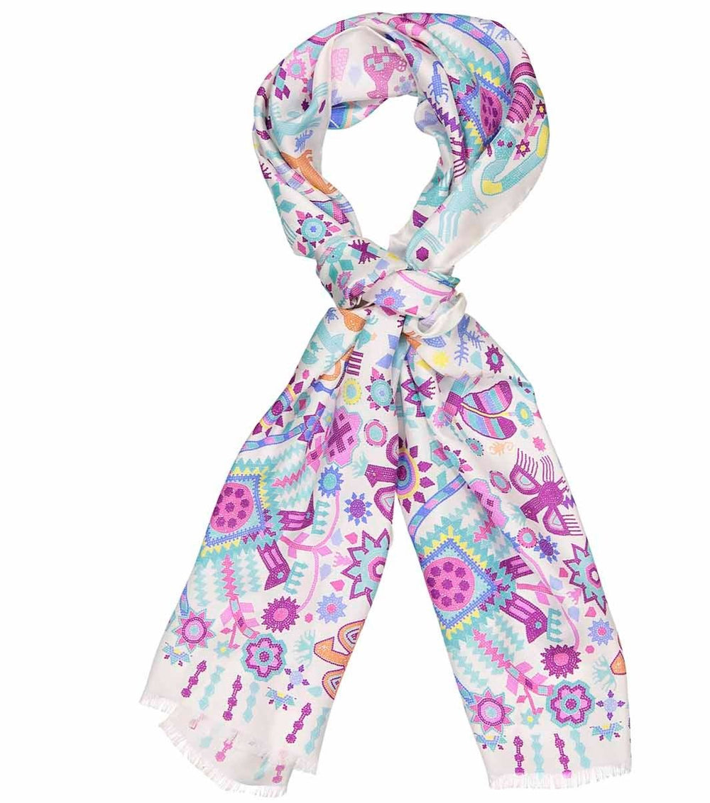 Silk Shawl – Huichol Art – Pineda Covalin US