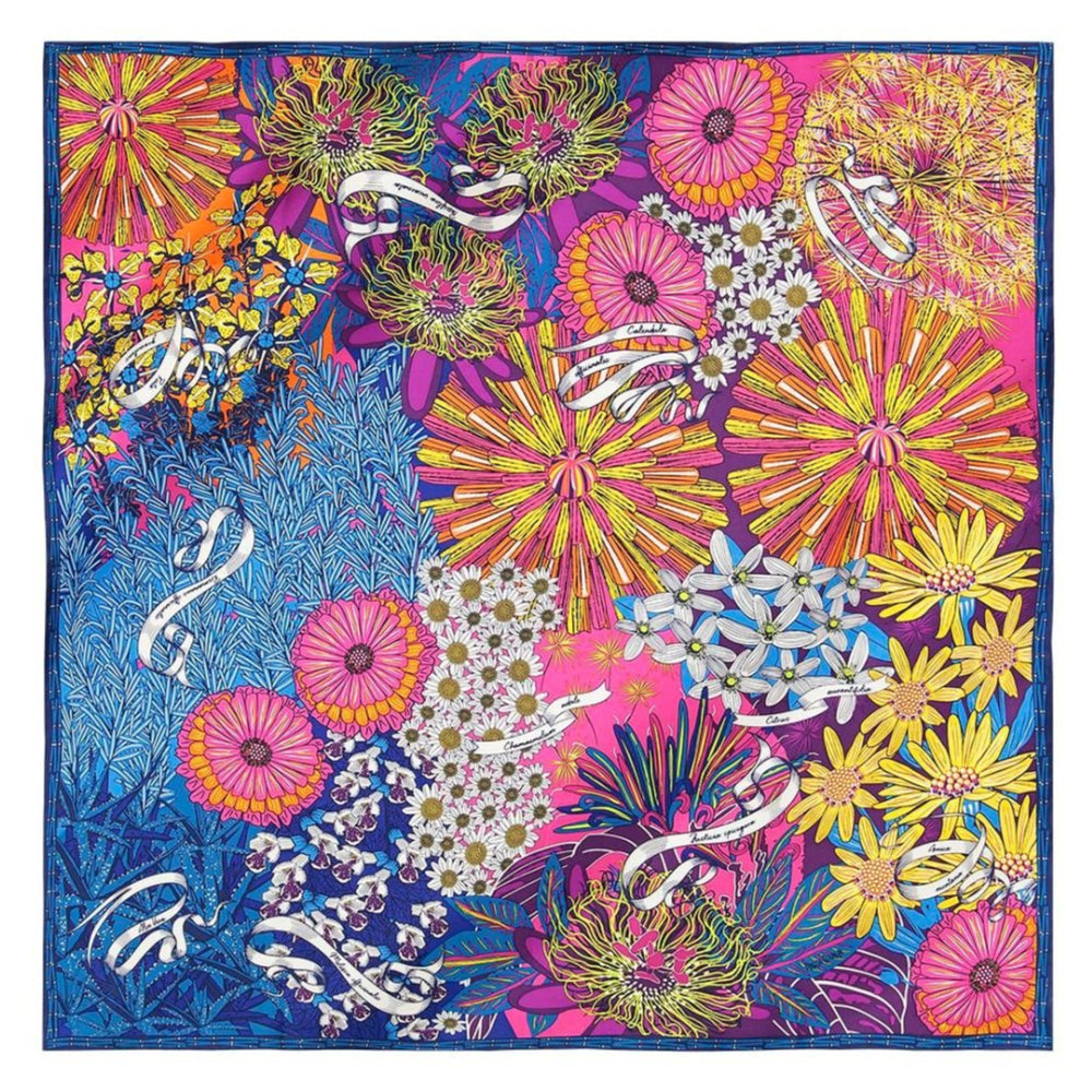 LARGE SILK SCARF - HERBALIST FLOWERS – Pineda Covalin US