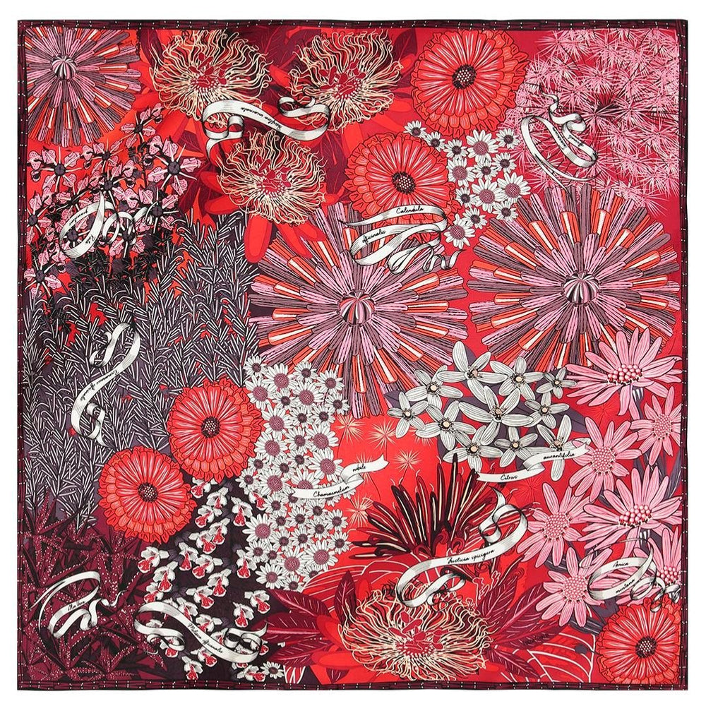 LARGE SILK SCARF - HERBALIST FLOWERS – Pineda Covalin US