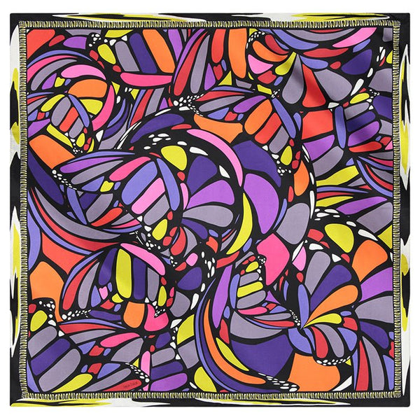 Colorful abstract patterned scarf on a white background