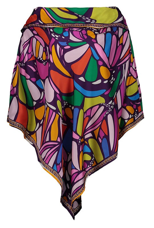 ABSTRACT BUTTERFLY PONCHO