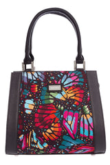 EMBROIDERED BUTTERFLY YAAB BAG WITH BLACK LEATHER