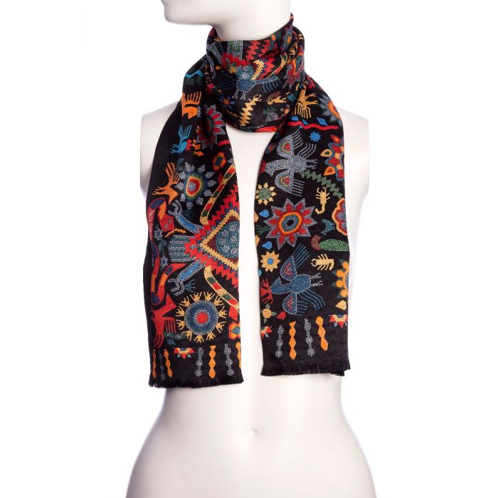 Double-Sided Long Scarf Huichol Spirit – Pineda Covalin US