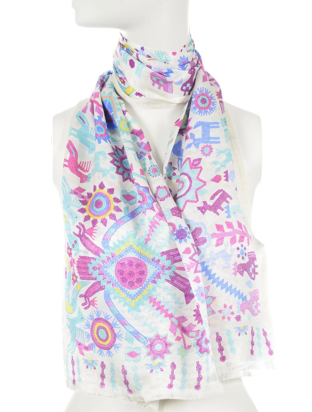 Double-Sided Long Scarf Huichol Spirit – Pineda Covalin US