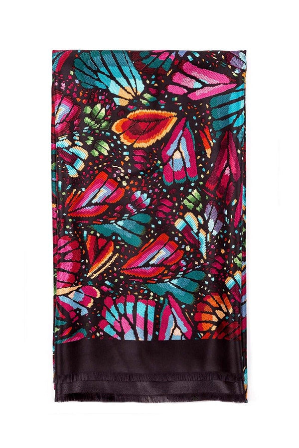 EMBROIDERED BUTTERFLY SILK SHAWL - Pineda Covalin US