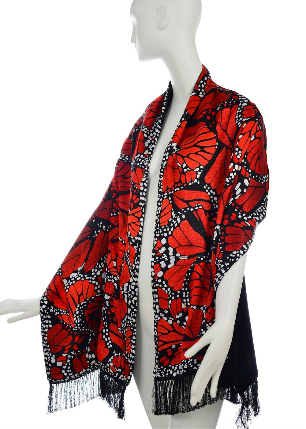 SILK SHAWL WITH VELVET - MACRO MONARCH BUTTERFLY – Pineda Covalin US