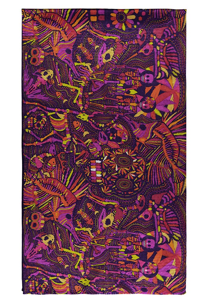 JACQUARD SILK SHAWL - TRIP TO MICTLAN – Pineda Covalin US