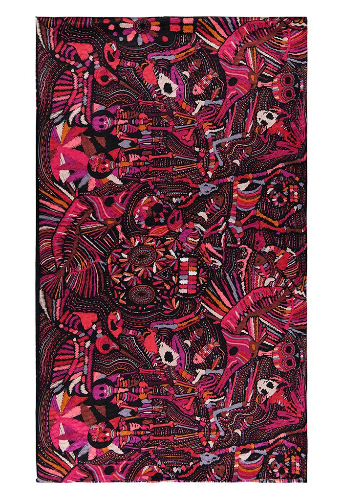 JACQUARD SILK SHAWL - TRIP TO MICTLAN – Pineda Covalin US