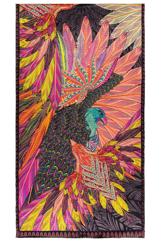 MEXICAN GOLDEN EAGLE DOUBLE SIDED SILK SHAWL