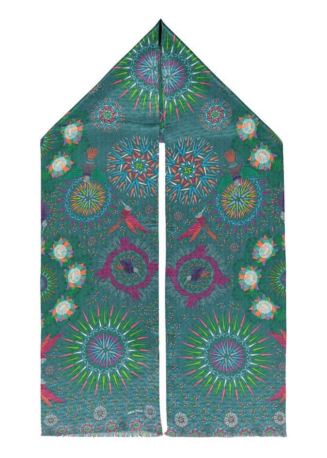 DOUBLE SIDED LONG SCARF - HUMMINGBIRD - Pineda Covalin US