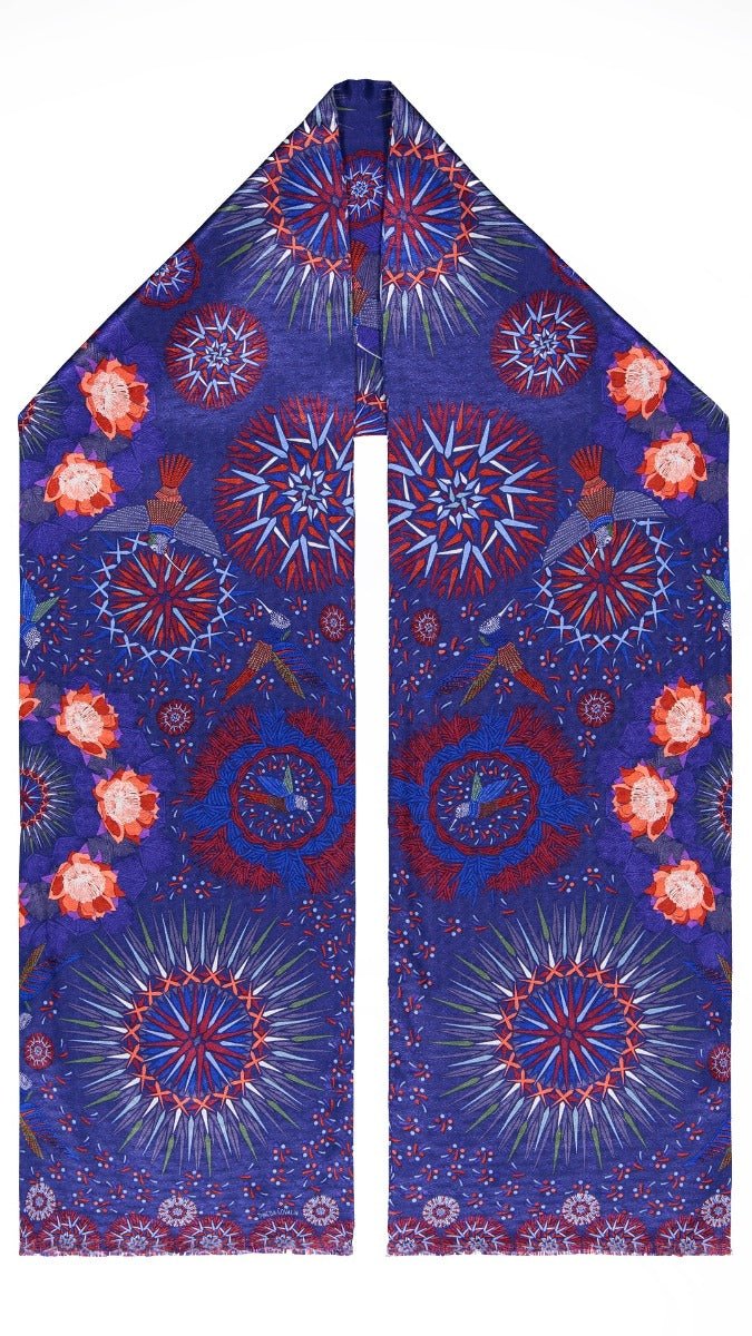 DOUBLE SIDED LONG SCARF - HUMMINGBIRD - Pineda Covalin US