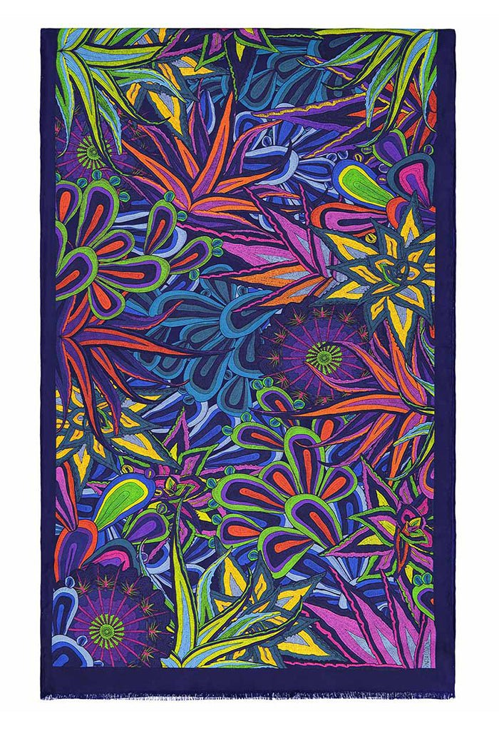 JACQUARD SILK SHAWL - CACTIS SANCTUARY - Pineda Covalin US