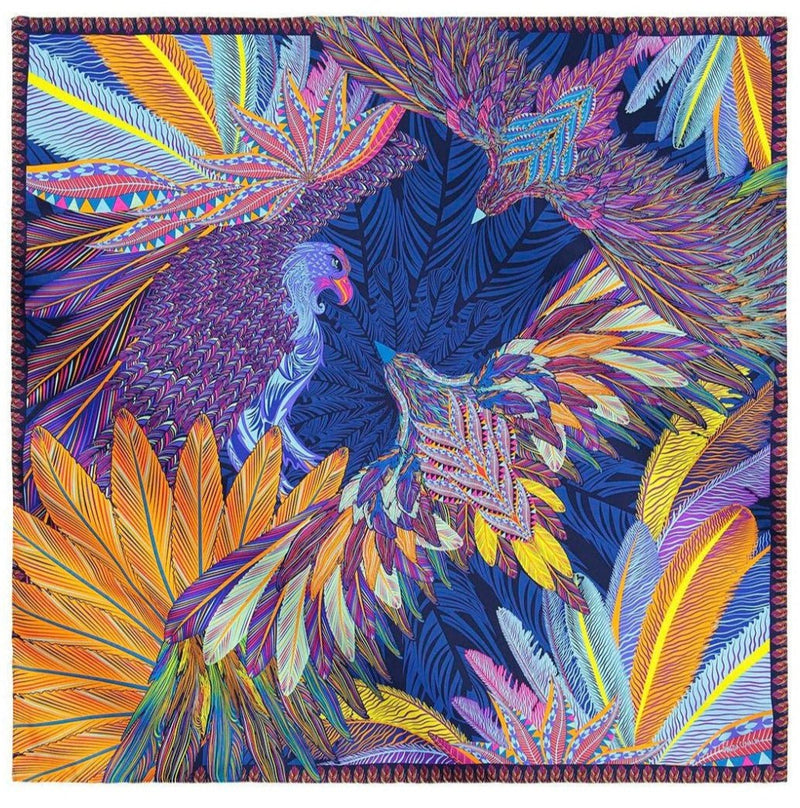 LARGE SILK SCARF - MEXICAN GOLDEN EAGLE - Pineda Covalin US