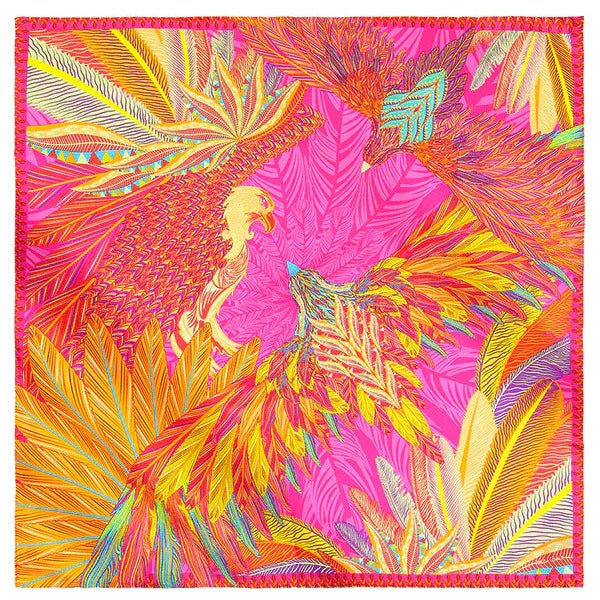 LARGE SILK SCARF - MEXICAN GOLDEN EAGLE - Pineda Covalin US