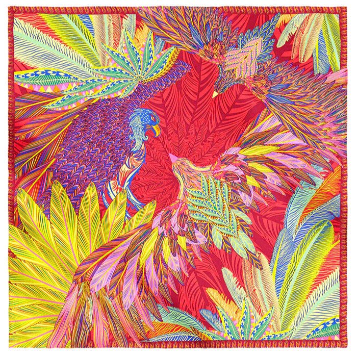 LARGE SILK SCARF - MEXICAN GOLDEN EAGLE - Pineda Covalin US