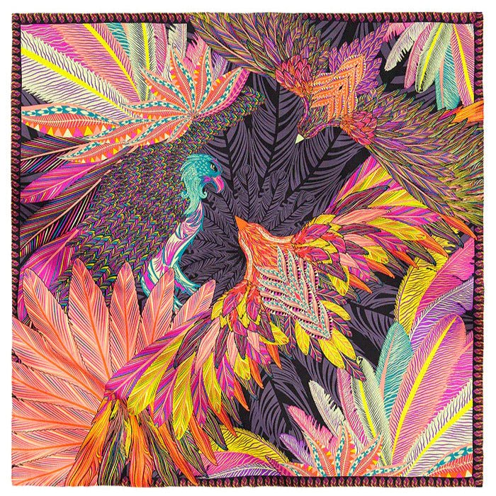 LARGE SILK SCARF - MEXICAN GOLDEN EAGLE - Pineda Covalin US