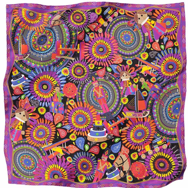 LARGE SILK SCARF - MEXICAN TOYS – Pineda Covalin US