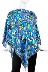 SILK PONCHO - VITRAL MONARCH BUTTERFLY - Pineda Covalin US