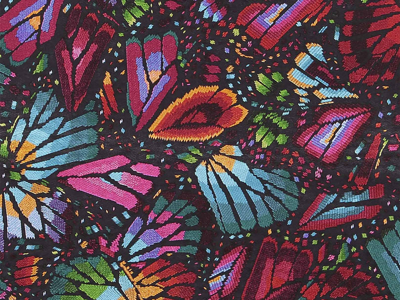 SILK SHAWL WITH VELVET - EMBROIDERY BUTTERFLY - Pineda Covalin US