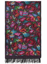 SILK SHAWL WITH VELVET - EMBROIDERY BUTTERFLY - Pineda Covalin US