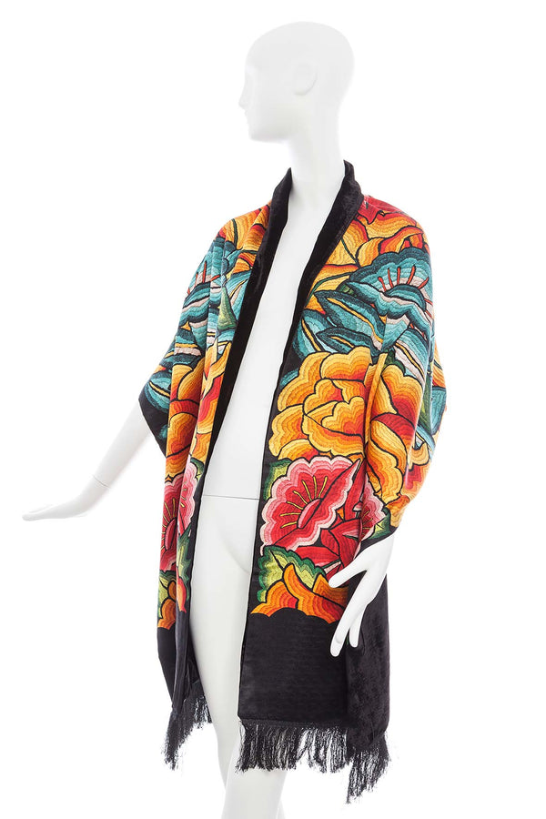SILK SHAWL WITH VELVET - ISTMO - Pineda Covalin US