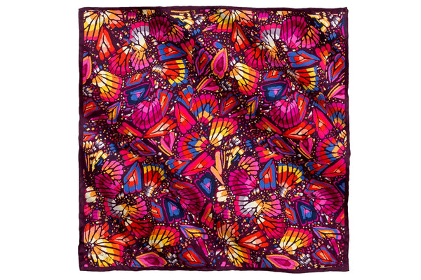 SMALL SILK SCARF - EMBROIDERED BUTTERFLY - Pineda Covalin US