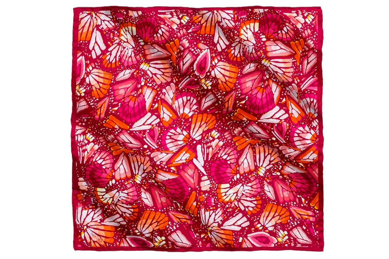 SMALL SILK SCARF - EMBROIDERED BUTTERFLY - Pineda Covalin US