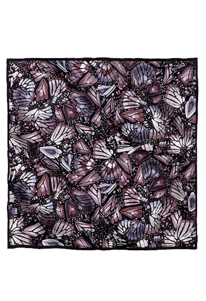 SMALL SILK SCARF - EMBROIDERED BUTTERFLY - Pineda Covalin US