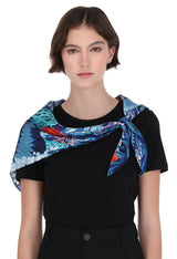 SMALL SILK SCARF - WHALE - Pineda Covalin US